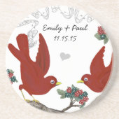 赤と緑のヴィンテージラブバードコースター コースター (正面)