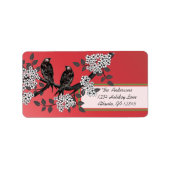 赤と緑のヴィンテージ鳥のクリスマスラベル ラベル (正面)