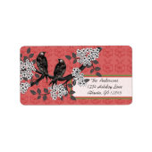 赤と緑のヴィンテージ鳥のクリスマスラベル ラベル (正面)