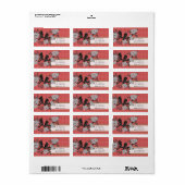 赤と緑のヴィンテージ鳥のクリスマスラベル ラベル (フルシート)