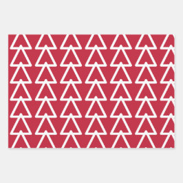 赤と緑の三角形パターンクリスマス ラッピングペーパーシート
