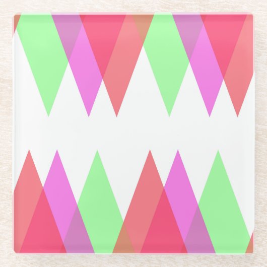 赤と緑の三角形 ガラスコースター (正面)