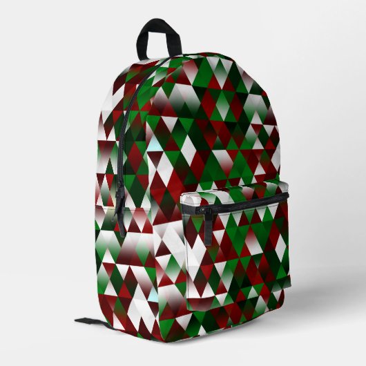 赤と緑の三角形 プリントバックパック (裏面左端)