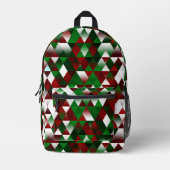 赤と緑の三角形 プリントバックパック (正面)