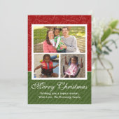 赤と緑の両面フォトクリスマスカード シーズンカード (スタンド正面)
