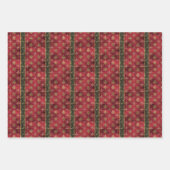 赤と緑の中世クリスマスラッピング紙 ラッピングペーパーシート (正面2)