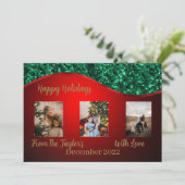 赤と緑の付いた赤の休日のフォトカ縁どード シーズンカード (スタンド正面)