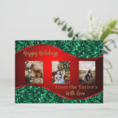 赤と緑の付いた赤の休日のフォトカ縁どード シーズンカード (スタンド正面)