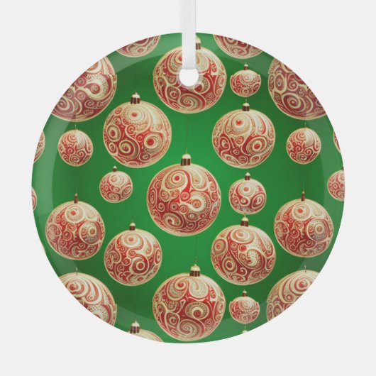 赤と緑の休日 ガラスオーナメント (正面)