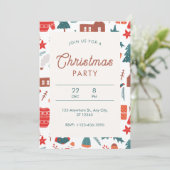 赤と緑の例示的なクリスマスパーティー 招待状 (スタンド正面)