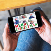 赤と緑の写真コラージメリークリスマス シーズンカード