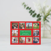 赤と緑の写真コラージュクリスマス ポストカード (スタンド正面)