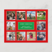 赤と緑の写真コラージュクリスマス ポストカード (正面)