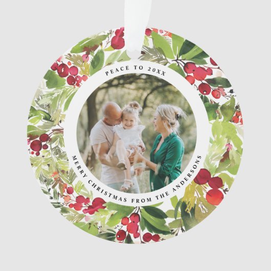 赤と緑の写真フェスティバルモダン オーナメント (正面)