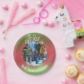 赤と緑の写真メリークリスマスパーティー ペーパープレート (パーティー)