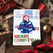 赤と緑の写真メリークリスマス シーズンカード