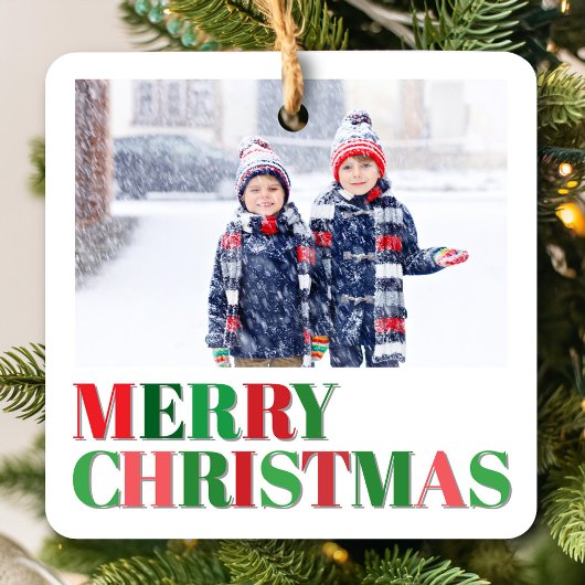 赤と緑の写真モダンのカスタム セラミックオーナメント