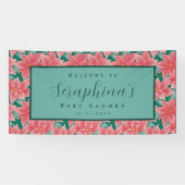 赤と緑の冬ポインセチア赤ちゃんシャワーバナー 横断幕 (横)