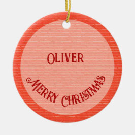 赤と緑の前向きクリスマス セラミックオーナメント