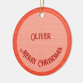 赤と緑の前向きクリスマス セラミックオーナメント (左)