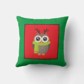 赤と緑の可愛いホリデーフクロウ クッション (裏面)