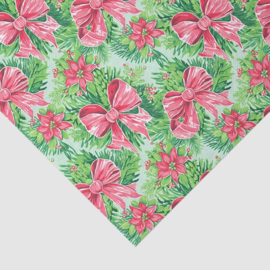 赤と緑の名門私立校風のクリスマスポインセチア&ボウ 薄葉紙 (詳細)