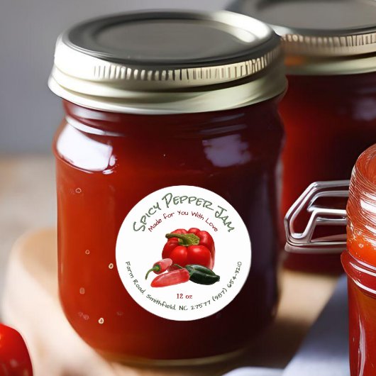 赤と緑の唐辛子のスパイシーなペッパーゼリー ラウンドシール