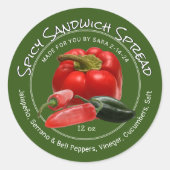 赤と緑の唐辛子を使ったスパイシーなサラダ ラウンドシール (正面)