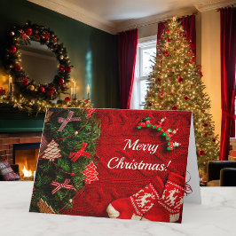 赤と緑の国クリスマスあなたのテキスト幸せ シーズンカード