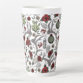 赤と緑の国女性のカーボーイクリスマス〔雄ジカの〕枝角 カフェラテマグ (正面)