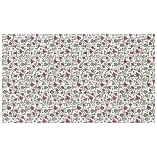 赤と緑の国女性のカーボーイクリスマス〔雄ジカの〕枝角 テーブルクロス (正面(横))