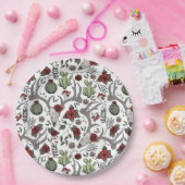 赤と緑の国女性のカーボーイクリスマス〔雄ジカの〕枝角 ペーパープレート (パーティー)