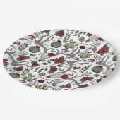 赤と緑の国女性のカーボーイクリスマス〔雄ジカの〕枝角 ペーパープレート (アングル)