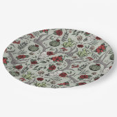 赤と緑の国女性のカーボーイクリスマス〔雄ジカの〕枝角 ペーパープレート (アングル)