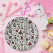 赤と緑の国女性のカーボーイクリスマス〔雄ジカの〕枝角 ペーパープレート (パーティー)