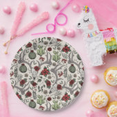 赤と緑の国女性のカーボーイクリスマス〔雄ジカの〕枝角 ペーパープレート (パーティー)