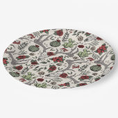 赤と緑の国女性のカーボーイクリスマス〔雄ジカの〕枝角 ペーパープレート (アングル)