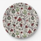 赤と緑の国女性のカーボーイクリスマス〔雄ジカの〕枝角 ペーパープレート (正面)