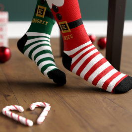 赤と緑の妖精のいたずらとご褒美のクリスマスソックス ソックス