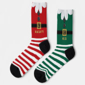 赤と緑の妖精のいたずらとご褒美のクリスマスソックス ソックス (左)
