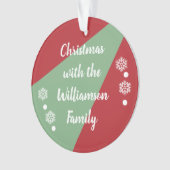 赤と緑の家族を持つクリスマス オーナメント (正面)