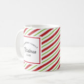 赤と緑の対角ホリデーストライプズ コーヒーマグカップ (正面左)