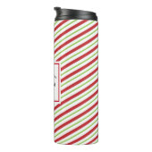 赤と緑の対角ホリデーストライプズ タンブラー (回転右)