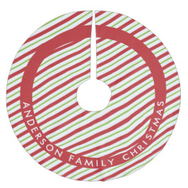 赤と緑の対角ホリデーストライプズ ブラッシュドポリエステルツリースカート