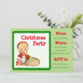 赤と緑の小妖精や小人クリスマスパーティの招待状 招待状 (スタンド正面)