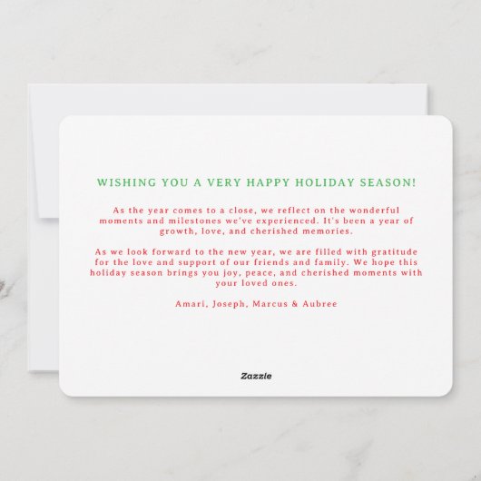 赤と緑の小妖精や小人スタイルシンプルホタテのフォトフレーム シーズンカード (裏面)