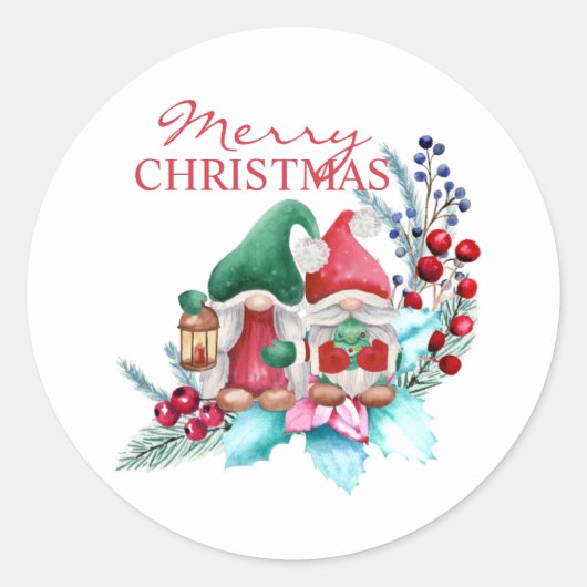 赤と緑の帽子の水色格言 ラウンドシール (正面)