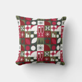 赤と緑の幾何学的クリスマス クッション (正面)