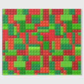 赤と緑の建物ブロック |クリスマス ラッピングペーパー (フラット)