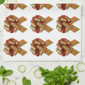 赤と緑の弓キッチンタオル キッチンタオル (折り畳み)